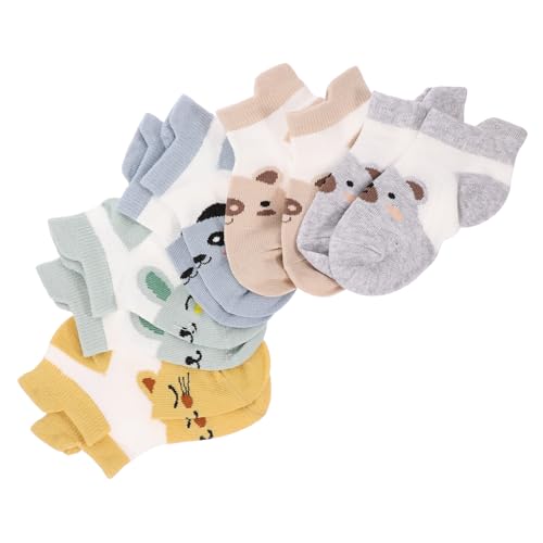 Yardwe 5 Calcetines Tobilleros Algodón para Bebés Año Pack con Diseño Animal Antideslizantes Cómodos y Transpirables para Niña Recién Nacido