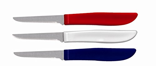 Ginsu USA Series 3-Piece Red, White, and Blue Stainless Steel Paring Knife Set,