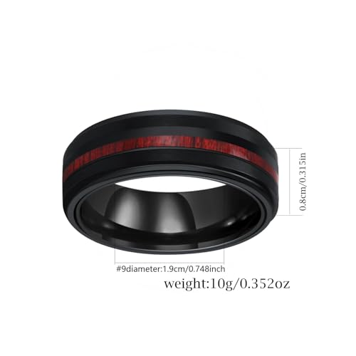 ringheart Couple Rings Black Matching Ring 1CT Red CZ 3pcs Women Wedding Ring Sets for Him and Her Rings Men Band2
