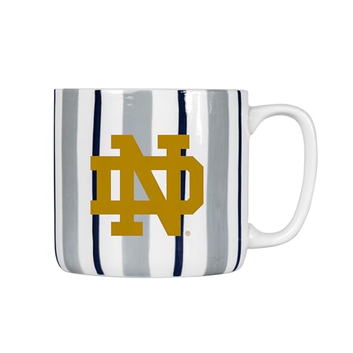 Logo Brands NCAA Notre Dame Fighting Irish 16 oz Brushstroke Coffee Mug Hand Painted Team Color Stripe Vintage Design - Large Cup Capacity With Durable Ceramic Build