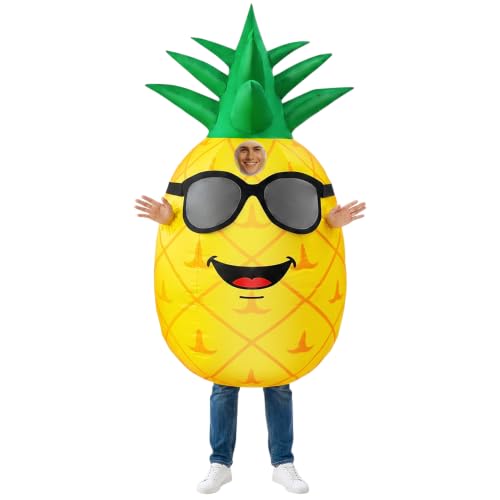 KOOY Pineapple Inflatable Costume for Adult Full Body Halloween Pineapple Costumes Blow up Fruit Suits for Women Men Party Masquerades Stage Carnivals Events Holiday