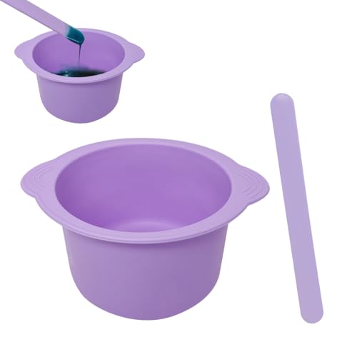 Silicone Wax Bowl and Liner Set for Hair Removal Non-Stick Wax Pot with Spatula Sticks(purple)