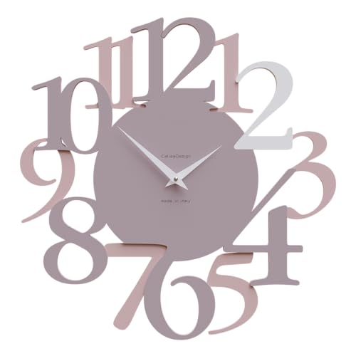 -【 世界10カ国以上に愛される、イタリア職人手作りの掛け時計 】CALLEADESIGN 壁掛け時計 Russell (プラムグレー) サイズ44x45cm MADE IN ITALY イタリア製 掛け時計 おしゃれ 静音 木製 壁掛け 時計 一生もの
