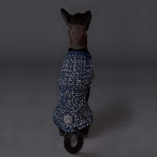 HUNTER Hundepullover FINJA, Farbe: dunkelblau, Warmer Strickpullover für kalte Tage, reflektierendes Garn für mehr Sichtbarkeit, weich & elastisch, komfortabel, waschbar bei 30°C, Größe: 35