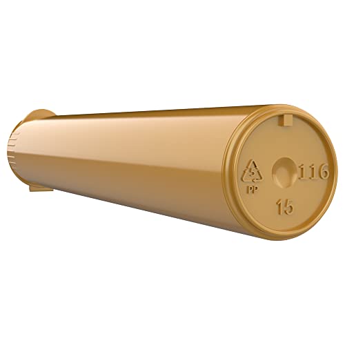 Image of Dragon Chewer 116mm CR Plastic Packaging Pop Top Tubes - Child Resistant Travel Holder Vial Containers - 500 qty (Gold)