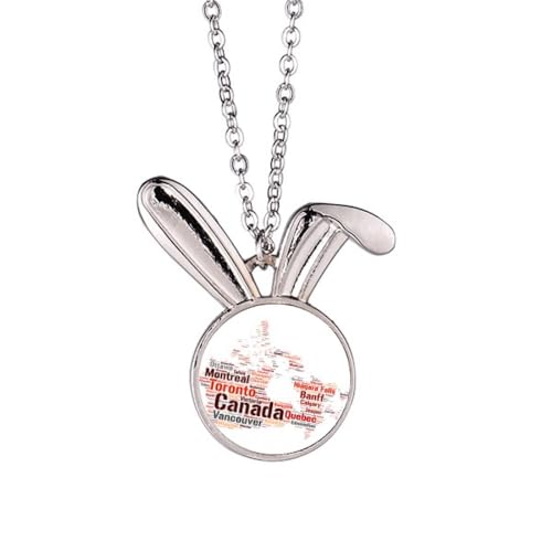 Pendentif carte du Canada avec villes gravées et monuments pour femme