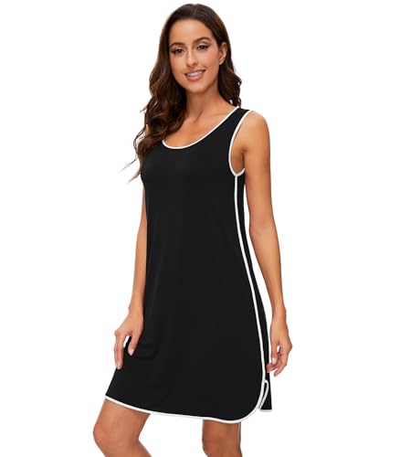 Chemise de nuit sans manches en bambou pour des nuits d'été au frais en L