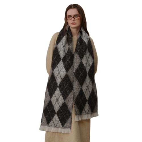 Winter Scarf for Women Cold Weather Big Chunky Blanket Scarves Preppy Argyle Long Thick Shawl Wrap