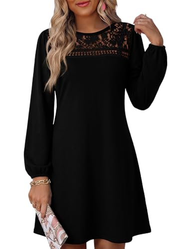 Best Dresses to Wear with Knee High Boots: Fall Fashion Guide 13 Dokotoo Spring Dresses for Women 2026 Fashion Casual Western Boho Neck Long Sleeve Western Flowy Swing Empire Waist A Line Dresses Ladies Elegant Mini Dress Black Dress L