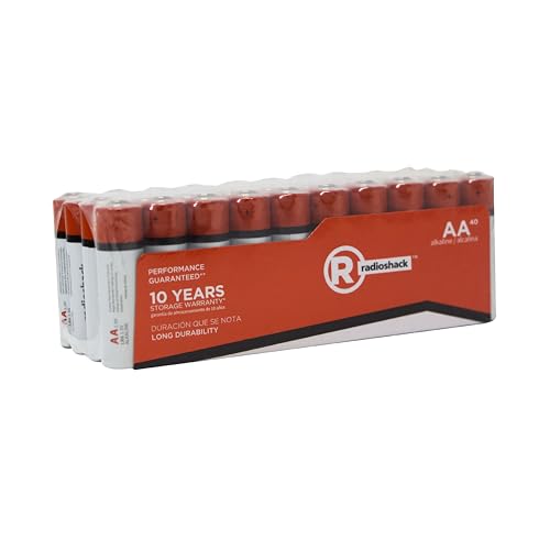 RadioShack Alkaline AA Batteries, Mercury & Cadmium Free, 10-Year Storage Warranty, 1.5V, 40 Pack