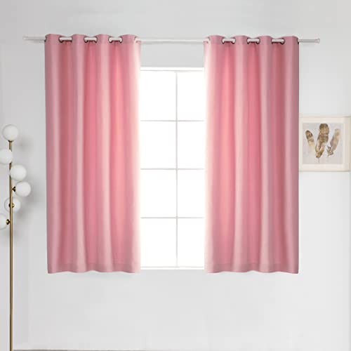 Image of Spring Sense Thermal Insulated 100% Blackout Curtains for Bedroom,E-Sports Room,Video Meeting Background,2 Panels (Pink, 42" W x 63" L)
