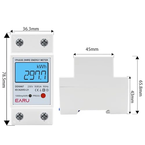 Compteur d'énergie 80A avec écran LCD rétro-éclairé et bouton zéro - 3