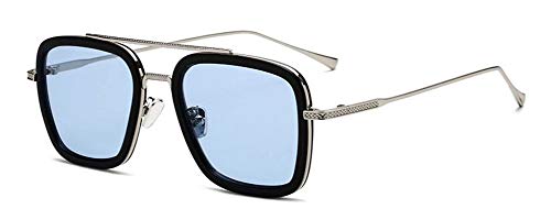 LHSDMOAT Lunettes de soleil rétro adolescents enfants, lunettes de soleil vintage Tony Stark Edith, lunettes de soleil classiques en métal carré Spider Man Cosplay pour Age 6 +