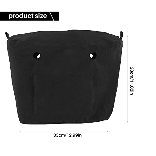 XIAOJUN Insert en Toile Résistant Étanche Insert Intérieur Doublure Poche Fermeture éclair pour Sac Obag ou Mini Noir, Noir , 33 x 8 x 28 cm – vue 8