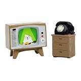 RAQWI Cute Mini TV and Telephone Cabinet Figurine for Living Room,Shelf Decor Cute Design Perfect Cute Cat Gift for Cat Lovers