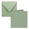 Vierkante vouwkaartenset, 15 x 15 cm, met enveloppen, eucalyptus (groen), natte plakrand voor wenskaarten, uitnodigingen…