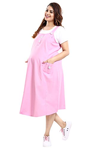 Image of MAMMA'S MATERNITY Women's Cotton Maternity /Pregnancy /Easy Breastfeeding /Feeding /Western Dress with Zippers for Nursing Pre and Post Pregnancy