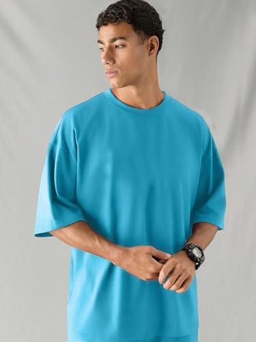 Image of Maniac || Mens || Solid Round Neck Half Sleeve Blue Tshirt and Blue Short Cotton Slim Fit Tracksuit