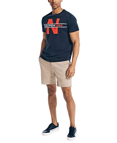 Nautica mens Nautica Men's Short Sleeve 100% Cotton Nautical Series Graphic Tee T Shirt, Navy, X-Large US
