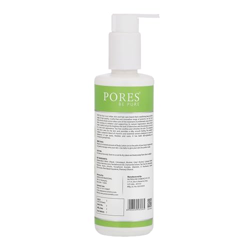 Image of PORES Be Pure Body Lotion with Tea Tree Oil, Alpha Arbutin & Plant-Based Squalane | Anti-Pigmentation & Tan Removal Moisturizer | Helps Reduce Fine Lines & Promotes Skin Tightening | No Parabens & Silicone - For All Skin Types ( 250 ml )