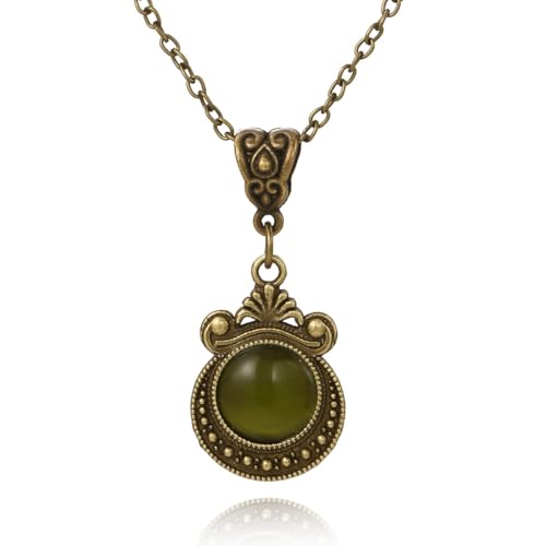 Charm Vintage Bronze CZ Pendant Necklace Emerald Pendant Dainty Jewelry for Women Accessories Gift