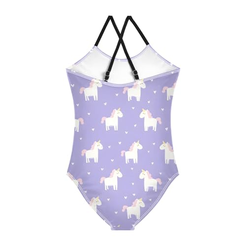 Bolaz Girls Swimsuits One-Piece Bathing Suits Multicolor Kids Sport Summer Beach Swimwear for 3-10 Years Old-Cute Unicorn2