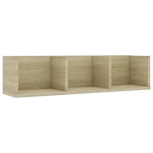 vidaXL Etagère Murale à CD Etagère Flottante Etagère Suspendue Stockage Rangement Salon Maison Couloir Intérieur Chêne Sonoma 75x18x18 cm Bois...