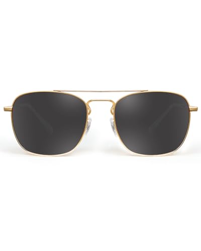 Image of JIM HALO Retro Square Aviator Sunglasses Premium Glass Lens Flat Metal Eyewear Men Women
