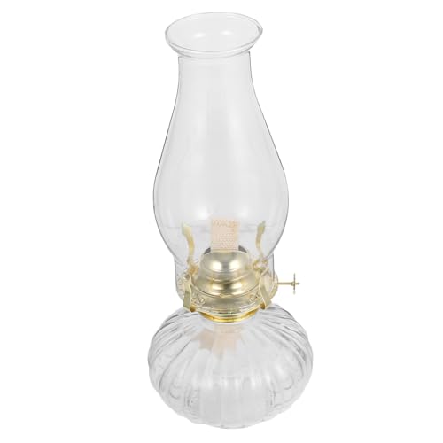 Mobestech Aceite de Queroseno Vintage de Vidrio con Pedestal Metálico Decoración de Retro Uso Interior y Emergencias