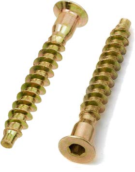 HEXATON Confirmat Screws 7 x 50 mm, 50 Pieces, Countersunk Head with Hex Socket, Fully Threaded, Yellow Zinc-Plated Steel