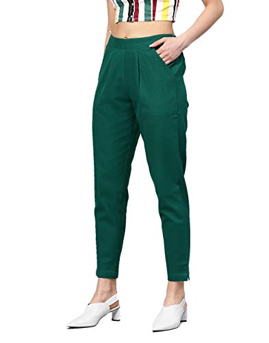 Image of DIGITAL SHOPEE Women Regular Fit Elastic Waist Full Length Cotton Formal Trouser for Casual Wear, Office Wear