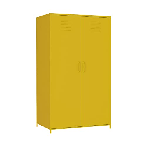 Sweiko Metal Locker Cabinet Storage Cabinet Locker For Bedroom School Classroom Double Doors Steel Locker For Toys And Clothes With Hanging Rod And Shelves Yellow thumb #8