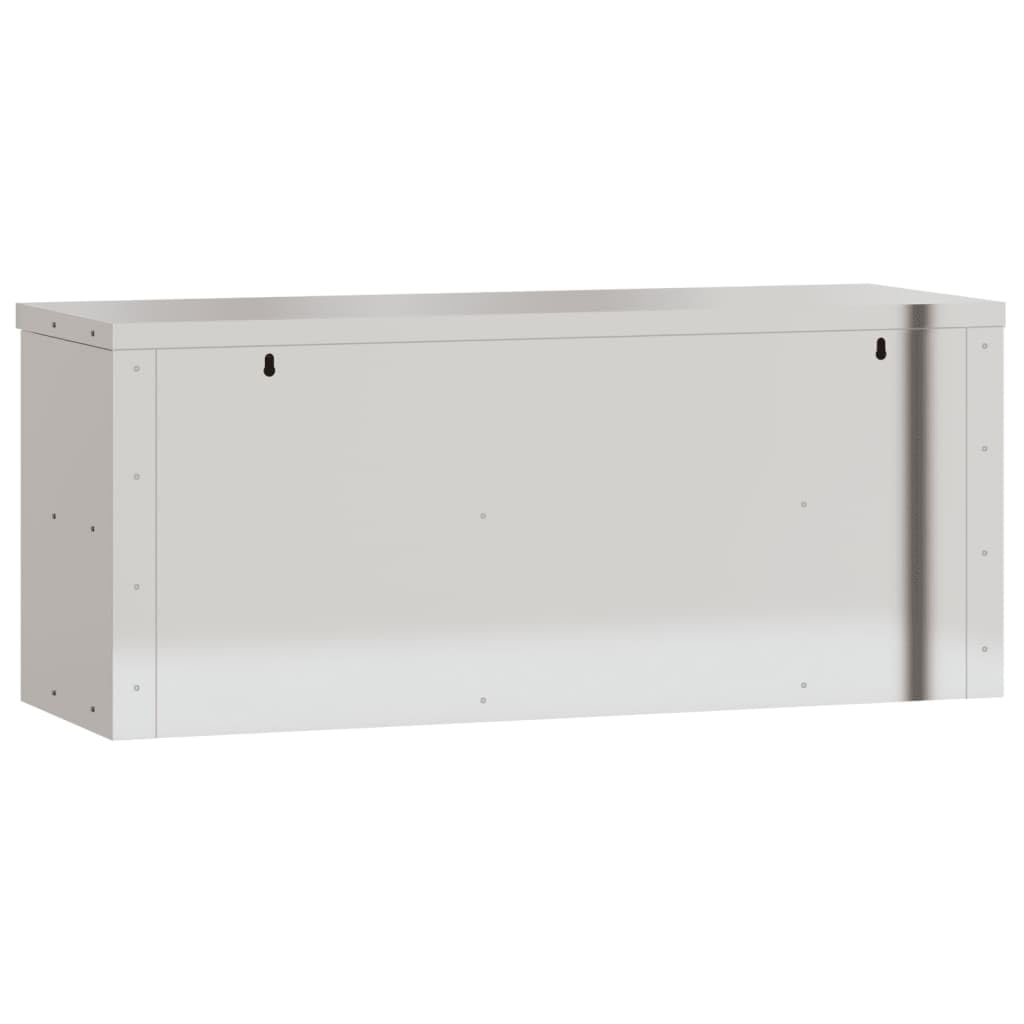 vidaXL Armoire Murale de Cuisine avec Portes Coulissantes, Placard Suspendu avec Compartiment, Meuble de Rangement Restaurant, INOX