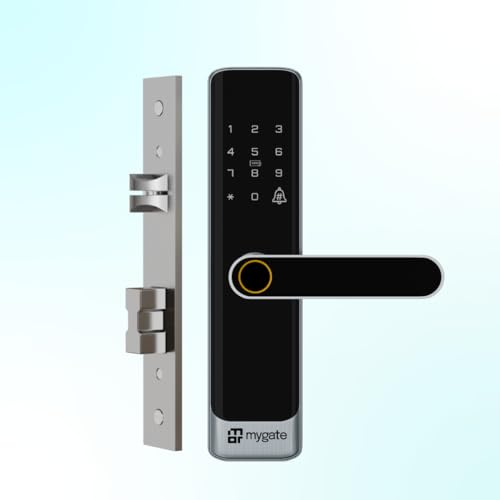 Image of Mygate Smart Door Lock SE with 6 Unlock Methods | Fingerprint, OTP, PIN, RFID Card, Key & Mobile App Access | Unauthorized Freeze & Pin Decoy | Remote Unlocking via OTP| 3-Year Warranty by Mygate