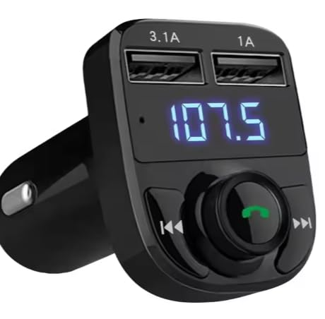 Car Charger, Bluetooth FM Transmitter&Music Adapter, 4. 1A Dual USB Port Charger Compatible with Apple iPhone, Samsung Galaxy, XIAOMI, Huawei etc
