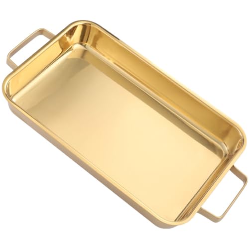 Olla para cocinar Rectangular, paellera española, Acero Inoxidable 304, con Asas Dobles, Antiadherente, para Asar Pescado, Dorada, para casa, Restaurante o Camping, 42 cm/16,5 pulg