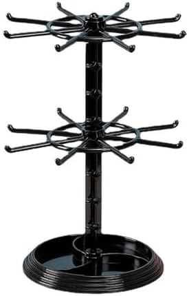 2 Tier Rotating Jewelry Stand Display | Spinning Necklace Holder and Keychain Organizer with Plastic Base for Bracelets Earrings Dressing Table Counter Malls Store