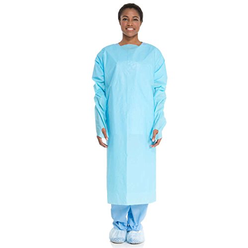 HALYARD Impervious Gowns, Disposable, Plastic Film, Universal, Blue 69490 (Pack of 15)