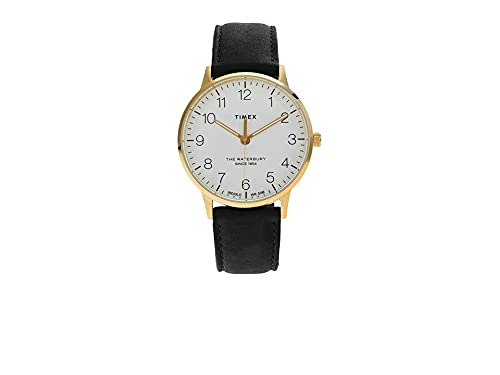 Timex Men's Waterbury Classic 40mm Leather Strap Watch Gold-Tone/Black/White