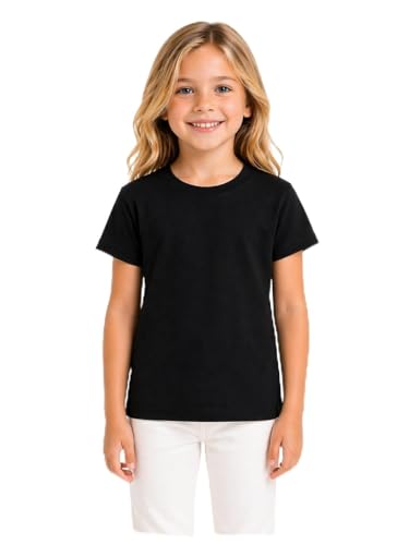 Image of DYCA by Bodycare Girls Solid Cotton T-Shirt, Round Neck Half Sleeves, Casual Regular Fit, Comfortable Tshirt for Kids
