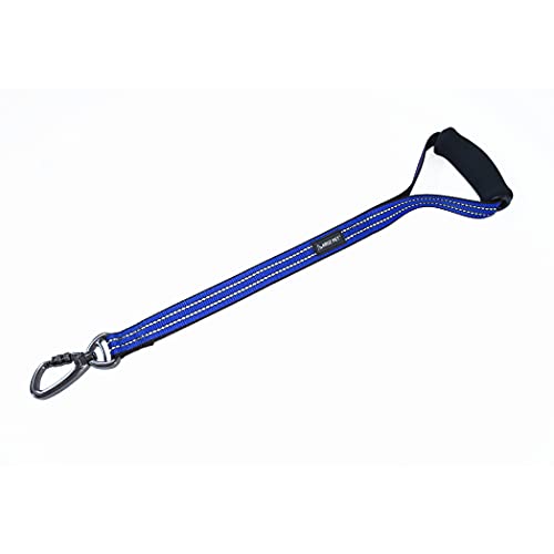 Kruz Pet Kzv1020H-15L Short Traffic Leash – Training Dog Leash - Reflective Heavy Duty Click & Lock, Strong, Secure Nylon Safety Lead With Locking Carabiner Clip And Foam Handle, Blue, 1" X 20" #TOP12