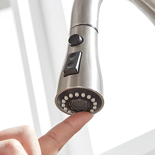 Vapsint High Arc Single Handle Brushed Nickel Kitchen Faucet With Pull Down Sprayer,Commercial Modern Stainless Steel Kitchen Sink Faucet,Deck Mount Single Hole Pull Out Faucet For Kitchen Sink #TOP6