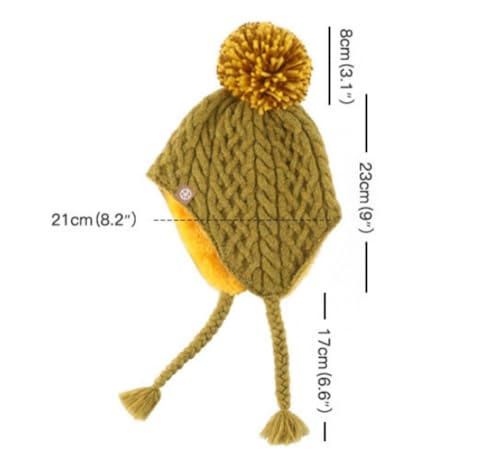 Kitty Girls Knit Hats Winter Fleece Lining Skiing Winter Caps with Warm Ear Flap for 2-5 Years2