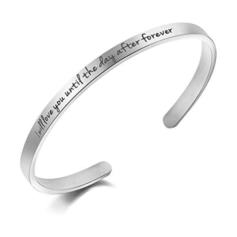 Awegift Memorial Jewelry Remembrance Loss of Mom Dad Father Mother Necklace Bracelet Sympathy Gift (I Will Love You Until The Day After Forever) Cover