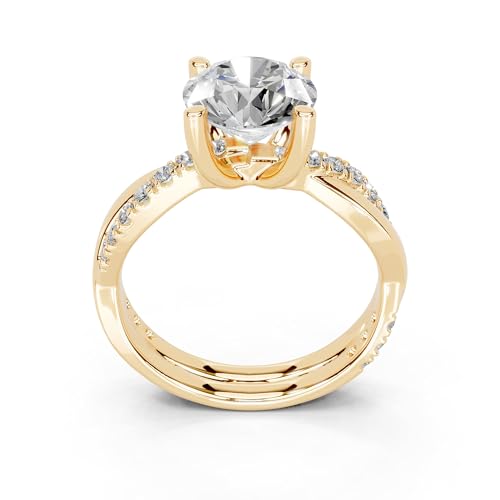 1-5 Carat 14K 18K Gold Platinum 925 Silver Twisted Style Round Cut Lab Grown Diamond Ring, Engagement, Anniversary, Wedding, IGI Certified, Promise Rings for Women (1-5 Ct, F-G Color, VS1-VS2 Clarity)2