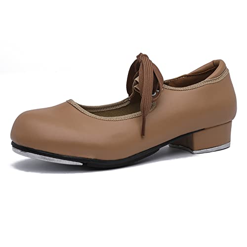 MSMAX Women's Jazz Tap Shoe Girls Mary Jane Tap Dance Flats