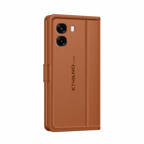 Image of KIVANO LUXE Compatible for Oppo A6S 5G / Oppo K14X 5G / Oppo A6X 5G Artisanal Leather Wallet Case with Card Holder for Men Women, Magnetic Flip Folio Cover with Stand RFID Blocking Cell