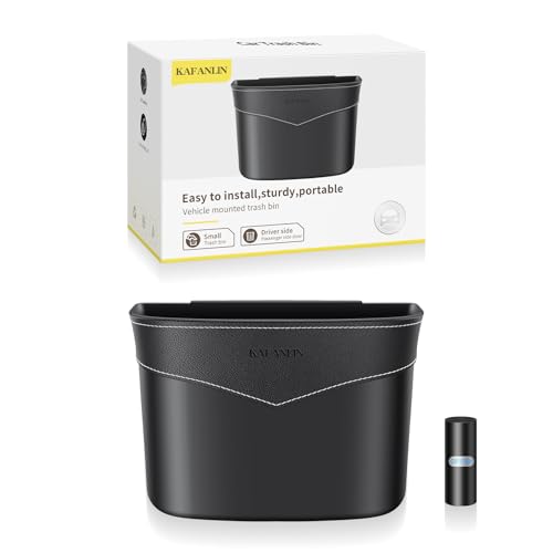 Image of Car Trash Can Mini Trash Bin Garbage Organizer with Plastic Trash Bag Automotive Small Garbage Bin for Home Office Auto Vehicle Car Door Front Back Seat Storage Accessories Glovebox Trash Can