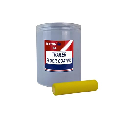 Trailer Floor Coating TK64 Roll On Application; Water Based Coating; Protects Wood Floors, Ramps and Walls; Non Skid Paint (1 Gallon, Gray with Foam Cover)
