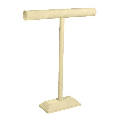 Tall Beige Faux Suede Jewelry Necklace/Bracelet/Watch Display Stand T-Bar ~ 18" Tall